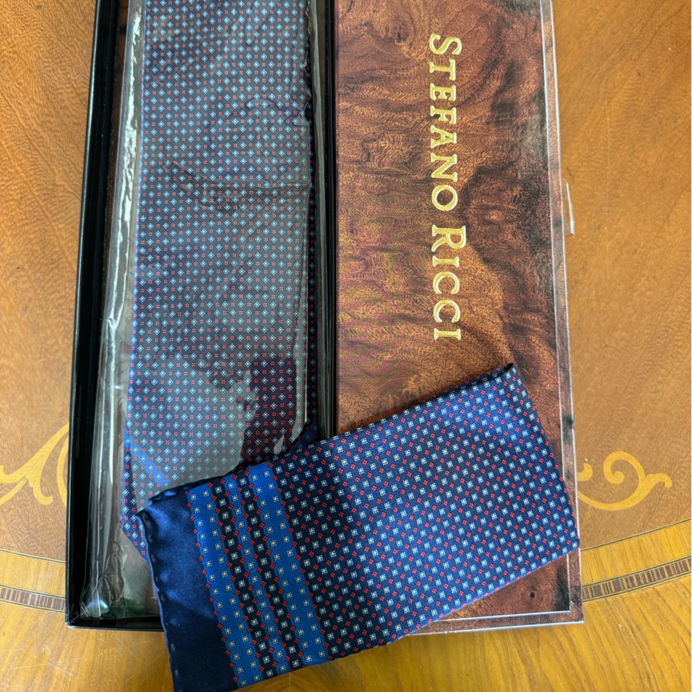 Stefano Ricci Navy and Red Patterned Tie